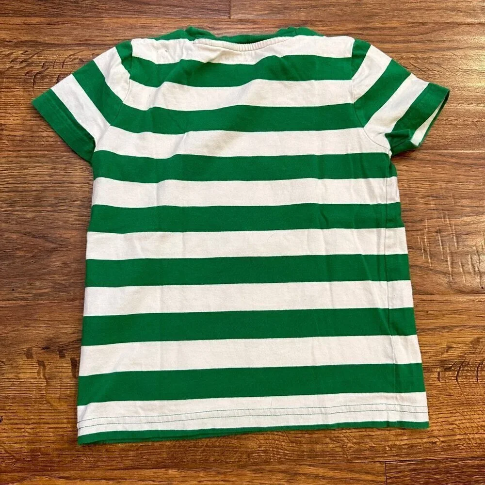 Mini Boden striped lynx cat appliqué T-shirt S